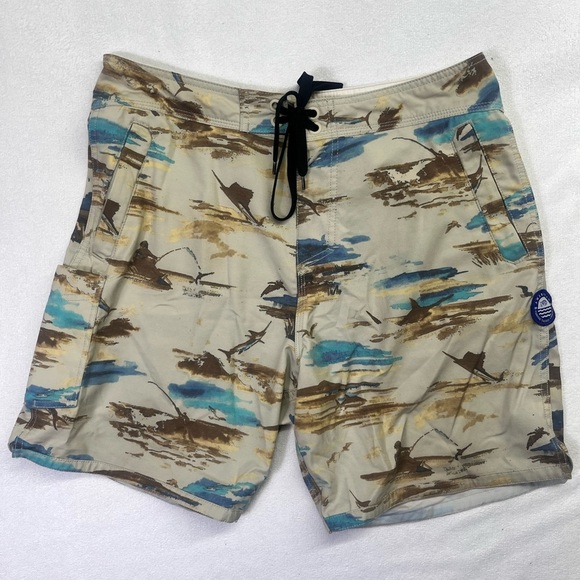 Aftco Swimming Fishing trunks Board Shorts Men’s 32 Fish Swim Summer Lake 1700 - Picture 1 of 8